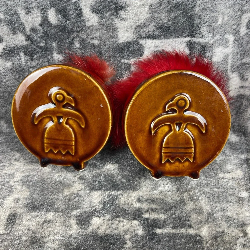 Vtg‎ Native American Chief & Brave Salt & Pepper Shaker Set Ceramic Kitsch